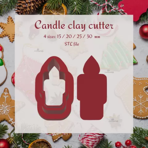 CANDLE CLAY CUTTER, CHRISTMAS POLYMER CLAY EARRING CUTTER, HOLIDAY CLAY CUTTER, WINTER EARRING CUTTERS, CHRISTMAS CUTTER, X-MAS CUTTER, COOKIE CUTTER, CHRISTMAS COOKIE CUTTER