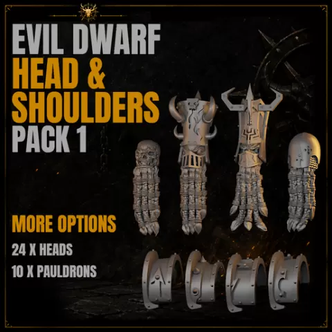 Evil Dwarf Heads and Shoulders Pack 1