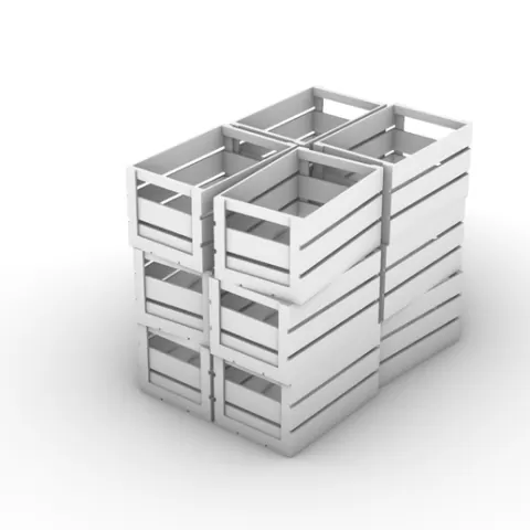 132-LZX = Scene of Stacked Beverage Transport Crates — Miniature Diorama Model