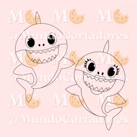 BABYSHARK FAMILY CUTTER AND STAMP 2- BABYSHARK FAMILY CUTTER COOKIES