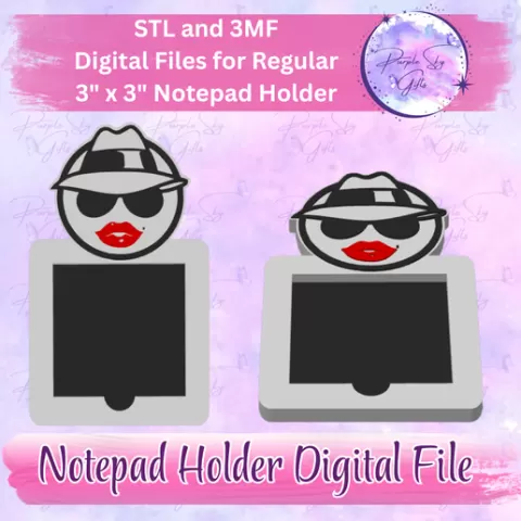 Lowrider Chola Woman Notepad Holder For 3" x 3" Sticky Notes or Tear Away Pads STL and 3MF DIGITAL Files - Medium Design