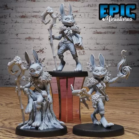 Rabbit Folk Druid Set / Cute Hare Warrior / Small Jackrabbit Folk / Bunny Animal Fighter / Rodent Pet Tribe / Wild Herbivore / Nature Encounter by Epic-Miniatures