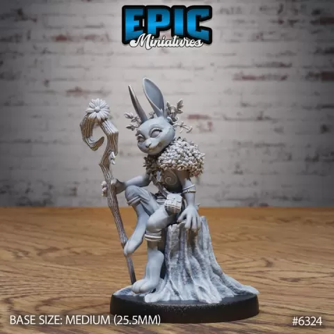 Rabbit Folk Druid Resting / Cute Hare Warrior / Small Jackrabbit Folk / Bunny Animal Fighter / Rodent Pet Tribe / Wild Herbivore / Nature Encounter by Epic-Miniatures