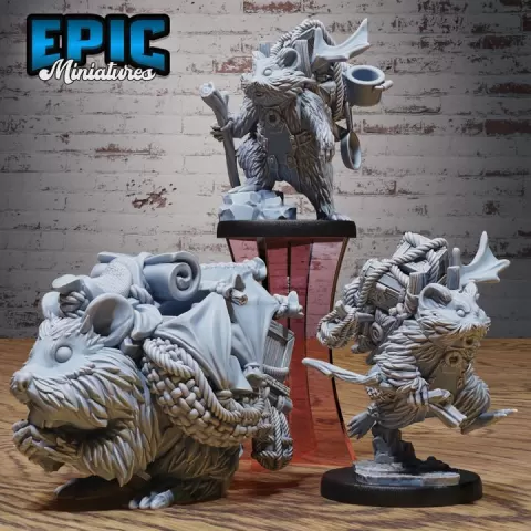 Adventurer Hamster Mount Set / Rodent Warrior / Animal Halfling Tribe / Wild Creature Fighter / Small Beast / Monster Folk Encounter by Epic-Miniatures