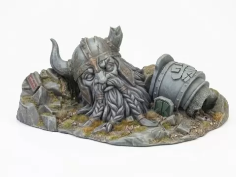 Fallen Dwarf King Statue Tabletop Wargames Terrain