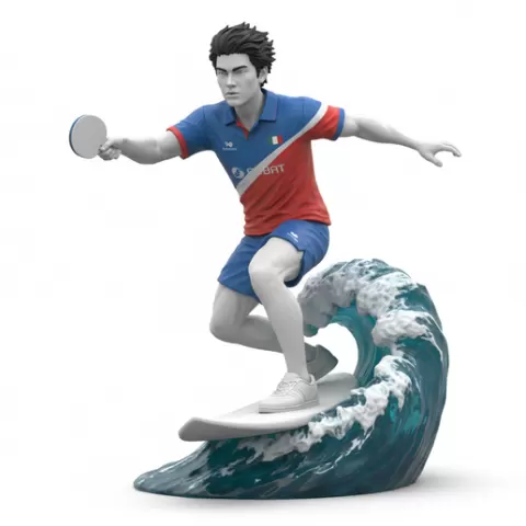 Ishikawa balanced stance, table tennis player, ping pong player, table tennis athlete, ping pong athlete, racket sport, paddle sport, surfing athlete, wave riding, surf action, ocean surfing