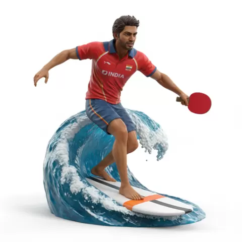 Diaz agile movement surfing, table tennis player, ping pong player, table tennis athlete, ping pong athlete, racket sport, paddle sport, surfing athlete, wave riding, surf action, ocean surfing