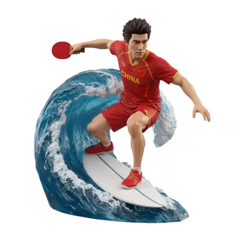 Doo Hoi Kem agile stance, table tennis player, ping pong player, table tennis athlete, ping pong athlete, racket sport, paddle sport, surfing athlete, wave riding, surf action, ocean surfing