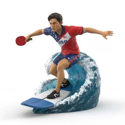 Mattias Falck controlled stance, table tennis player, ping pong player, table tennis athlete, ping pong athlete, racket sport, paddle sport, surfing athlete, wave riding, surf action, ocean surfing