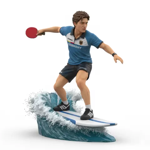 Truls Möregårdh creative stance, table tennis player, ping pong player, table tennis athlete, ping pong athlete, racket sport, paddle sport, surfing athlete, wave riding, surf action, ocean surfing