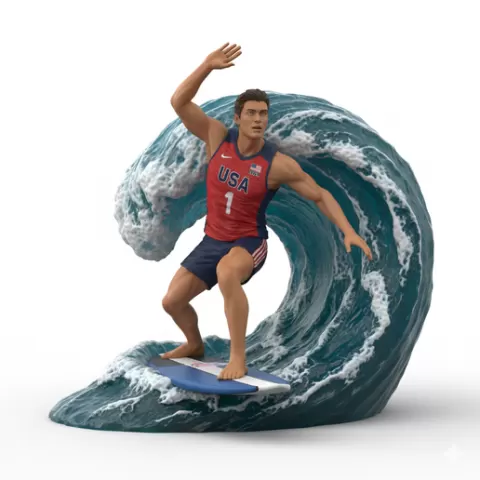 aggressive storm wave surfing, volleyball player, beach volleyball, volleyball athlete, surfing athlete, wave riding, surf action, ocean surfing, beach sport, sports figurine, volleyball figurine, athlete