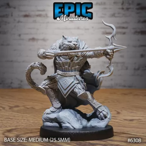 Were-Tiger Bow / Giant Cat Warrior / Asia Animal Folk / Forest Beast Fighter / Woodland Monster / Ancient Predator Tribe / Nature Guard / Humanoid Eastern Encounter by Epic-Miniatures