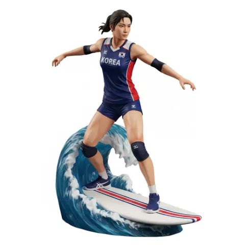Boskovic powerful attack stance, volleyball player, beach volleyball, volleyball athlete, surfing athlete, wave riding, surf action, ocean surfing, beach sport, sports figurine, volleyball figurine, athlete