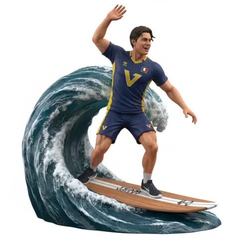 Zhu Ting elegant spike surfing, volleyball player, beach volleyball, volleyball athlete, surfing athlete, wave riding, surf action, ocean surfing, beach sport, sports figurine, volleyball figurine, athlete