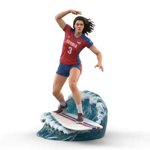 Ishikawa smooth control surfing, volleyball player, beach volleyball, volleyball athlete, surfing athlete, wave riding, surf action, ocean surfing, beach sport, sports figurine, volleyball figurine, athlete