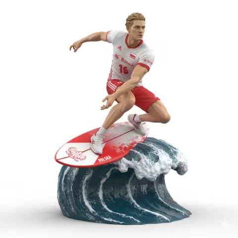 Giannelli precise control, volleyball player, beach volleyball, volleyball athlete, surfing athlete, wave riding, surf action, ocean surfing, beach sport, sports figurine, volleyball figurine, athlete