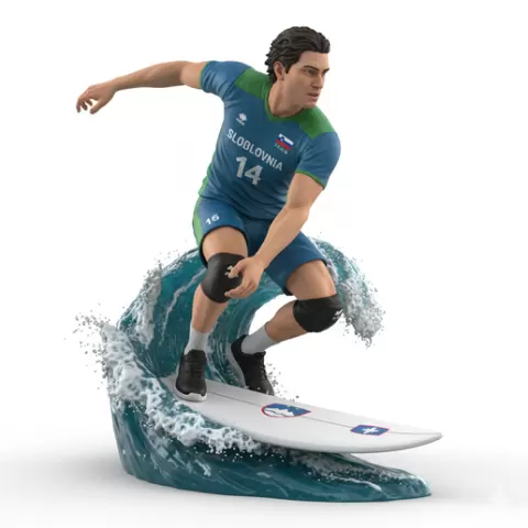 Sharone Vernon-Evans power surfing, volleyball player, beach volleyball, volleyball athlete, surfing athlete, wave riding, surf action, ocean surfing, beach sport, sports figurine, volleyball figurine, athlete