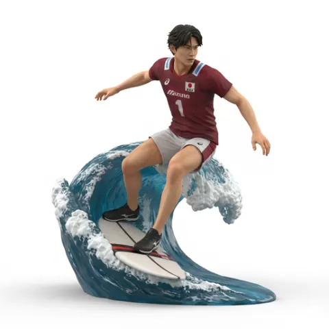 N'Gapeth trick freestyle surfing, volleyball player, beach volleyball, volleyball athlete, surfing athlete, wave riding, surf action, ocean surfing, beach sport, sports figurine, volleyball figurine, athlete