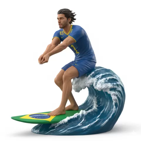 Lucas Saatkamp block pose surfing, volleyball player, beach volleyball, volleyball athlete, surfing athlete, wave riding, surf action, ocean surfing, beach sport, sports figurine, volleyball figurine, athlete