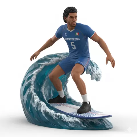 Osmany Juantorena strong stance, volleyball player, beach volleyball, volleyball athlete, surfing athlete, wave riding, surf action, ocean surfing, beach sport, sports figurine, volleyball figurine, athlete