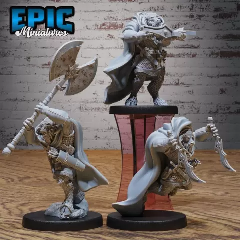 Minotaur Adventurer Set / Taurus Folk Warrior / Bulky Horned Fighter / Bull Human Hybrid Beast / Animal Monster / Hooved Monster Folk Encounter by Epic-Miniatures