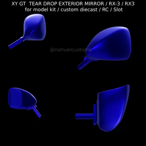 XY GT TEAR DROP DROP EXTERIOR MIRROR / RX-3 / RX3 for model kit / custom diecast / RC / Slot