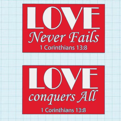 Love never fails, Love conquers all, Bible verse, wall decoration, fridge magnet