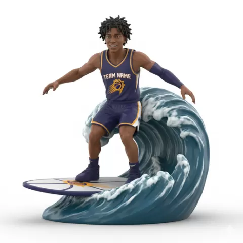 Booker smooth glide, football, soccer, player, athlete, sport, surfing, wave, surf, ocean, beach, action, dynamic, pose, figurine, model, stl, printable, collectible, realistic, statue