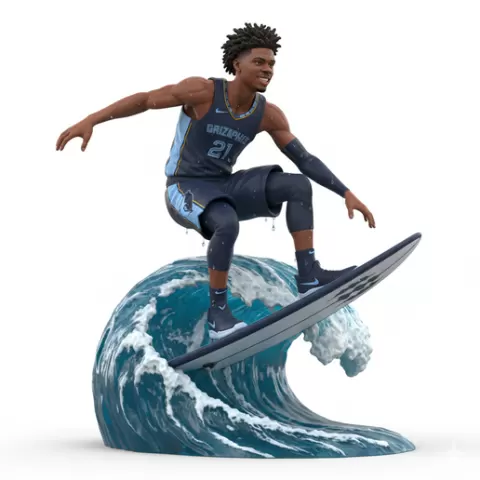 Ja Morant flip trick, football, soccer, player, athlete, sport, surfing, wave, surf, ocean, beach, action, dynamic, pose, figurine, model, stl, printable, collectible, realistic, statue