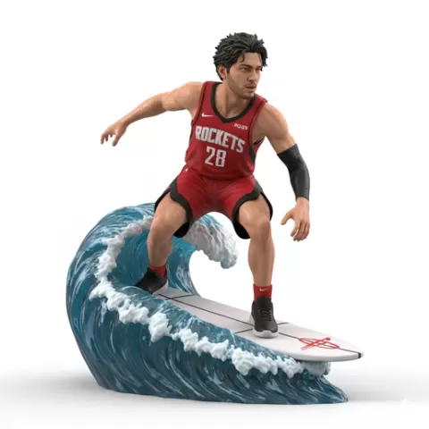 Alperen Şengün creative surfing, football, soccer, player, athlete, sport, surfing, wave, surf, ocean, beach, action, dynamic, pose, figurine, model, stl, printable, collectible, realistic, statue