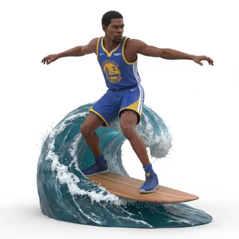 Durant one-leg balance surfing, football, soccer, player, athlete, sport, surfing, wave, surf, ocean, beach, action, dynamic, pose, figurine, model, stl, printable, collectible, realistic, statue