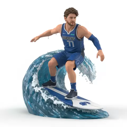 Luka controlling wave, football, soccer, player, athlete, sport, surfing, wave, surf, ocean, beach, action, dynamic, pose, figurine, model, stl, printable, collectible, realistic, statue
