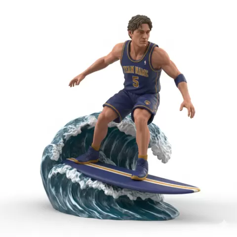 Jason Kidd playmaker stance, football, soccer, player, athlete, sport, surfing, wave, surf, ocean, beach, action, dynamic, pose, figurine, model, stl, printable, collectible, realistic, statue