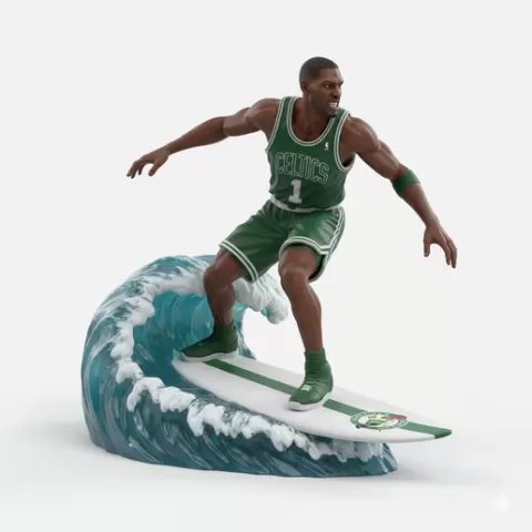 Kevin Garnett intense stance surfing, football, soccer, player, athlete, sport, surfing, wave, surf, ocean, beach, action, dynamic, pose, figurine, model, stl, printable, collectible, realistic, statue
