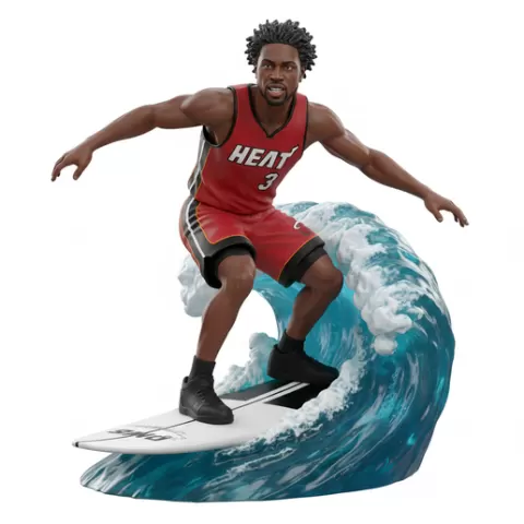 Dwyane Wade explosive surfing, football, soccer, player, athlete, sport, surfing, wave, surf, ocean, beach, action, dynamic, pose, figurine, model, stl, printable, collectible, realistic, statue