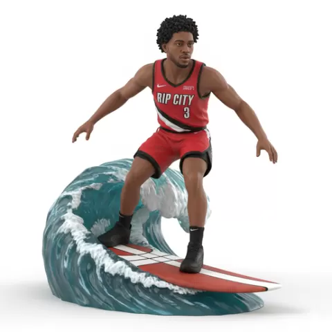 CJ McCollum smooth glide surfing, football, soccer, player, athlete, sport, surfing, wave, surf, ocean, beach, action, dynamic, pose, figurine, model, stl, printable, collectible, realistic, statue