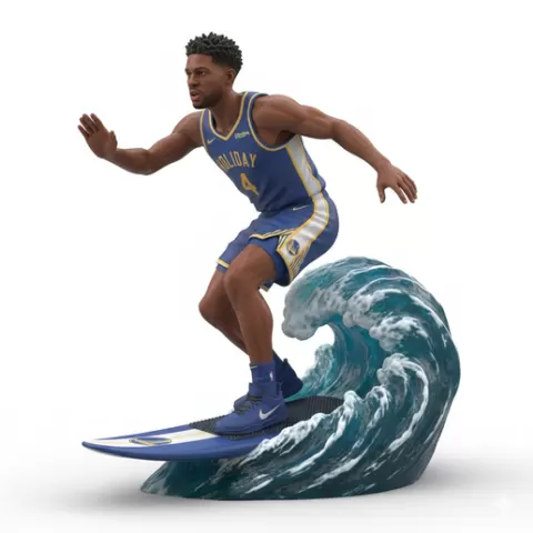 Jrue Holiday defensive balance surfing, football, soccer, player, athlete, sport, surfing, wave, surf, ocean, beach, action, dynamic, pose, figurine, model, stl, printable, collectible, realistic, statue