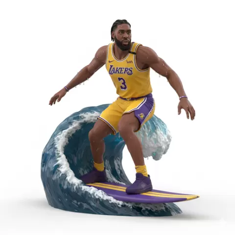 Anthony Davis defensive stance surfing, football, soccer, player, athlete, sport, surfing, wave, surf, ocean, beach, action, dynamic, pose, figurine, model, stl, printable, collectible, realistic, statue