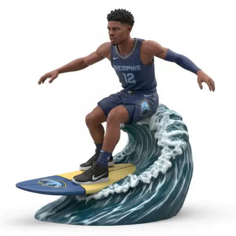Ja Morant explosive trick surfing, football, soccer, player, athlete, sport, surfing, wave, surf, ocean, beach, action, dynamic, pose, figurine, model, stl, printable, collectible, realistic, statue