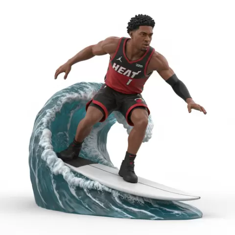 Jimmy Butler intense surfing pose, football, soccer, player, athlete, sport, surfing, wave, surf, ocean, beach, action, dynamic, pose, figurine, model, stl, printable, collectible, realistic, statue
