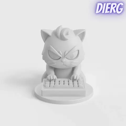 Cat Typing Angrily on Mini Keyboard Meme Model - DiErModels