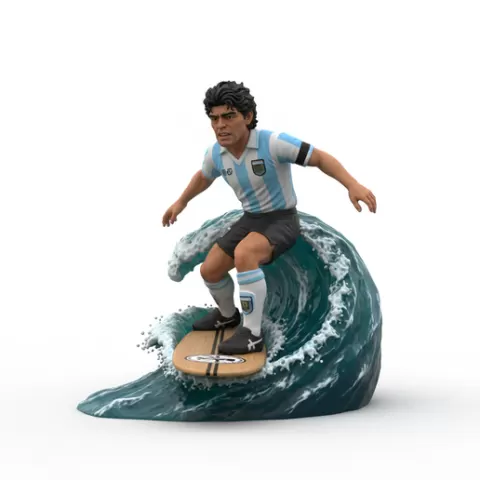 Ronaldinho freestyle surfing, football, soccer, player, athlete, sport, surfing, wave, surf, ocean, beach, action, dynamic, pose, figurine, model, stl, printable, collectible, realistic, statue