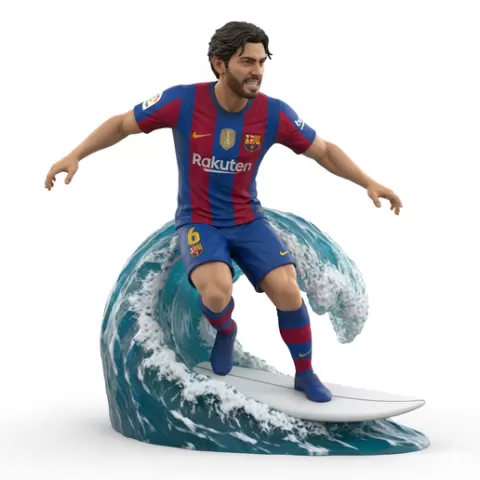 Neymar trick surfing, football, soccer, player, athlete, sport, surfing, wave, surf, ocean, beach, action, dynamic, pose, figurine, model, stl, printable, collectible, realistic, statue