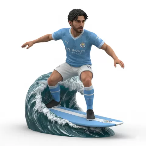 João Félix surfing elegant, football, soccer, player, athlete, sport, surfing, wave, surf, ocean, beach, action, dynamic, pose, figurine, model, stl, printable, collectible, realistic, statue