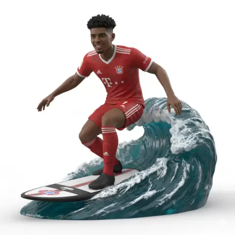 Rodri surfing stable, football, soccer, player, athlete, sport, surfing, wave, surf, ocean, beach, action, dynamic, pose, figurine, model, stl, printable, collectible, realistic, statue