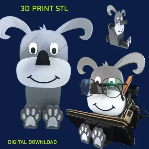 Multi functional Stationery Dog Desk Organizer - Phone Stand - Glasses Holder- Key Hanger - Pen holder