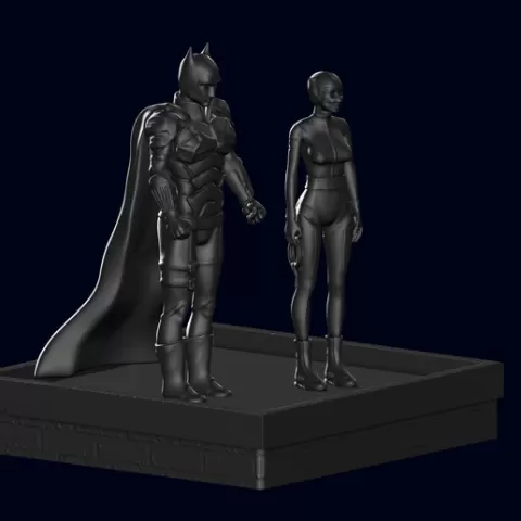 Batman & Catwoman Statue The Batman (2022) Statue Robert Pattinson Batman Fan Art Statue