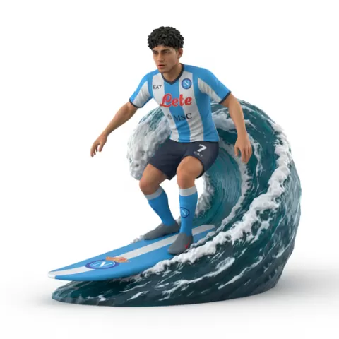 Marcus Rashford surfing dynamic, football, soccer, player, athlete, sport, surfing, wave, surf, ocean, beach, action, dynamic, pose, figurine, model, stl, printable, collectible, realistic, statue