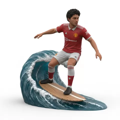 Florian Wirtz surfing balanced, football, soccer, player, athlete, sport, surfing, wave, surf, ocean, beach, action, dynamic, pose, figurine, model, stl, printable, collectible, realistic, statue