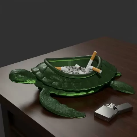 Turtle-Shaped Cigarette Ashtray - MIDNIGHT ART